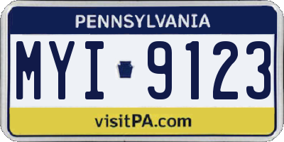 PA license plate MYI9123