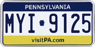 PA license plate MYI9125