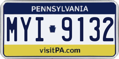 PA license plate MYI9132