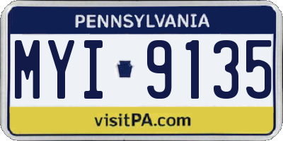 PA license plate MYI9135