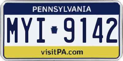 PA license plate MYI9142