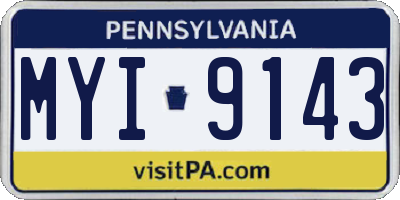 PA license plate MYI9143