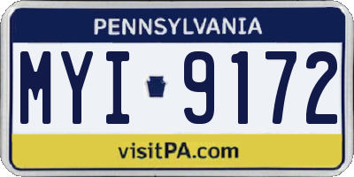 PA license plate MYI9172