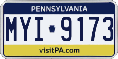 PA license plate MYI9173