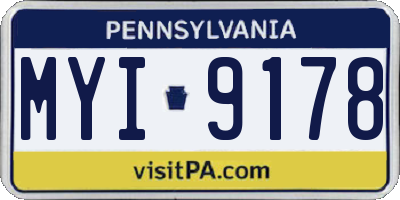 PA license plate MYI9178