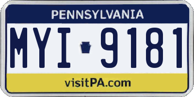 PA license plate MYI9181
