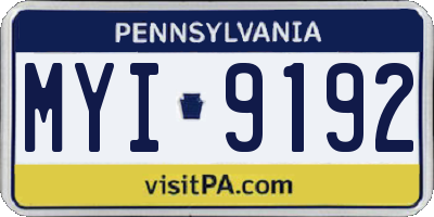 PA license plate MYI9192