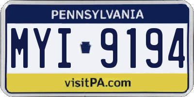 PA license plate MYI9194