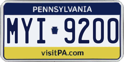 PA license plate MYI9200