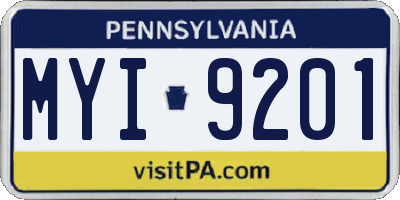 PA license plate MYI9201