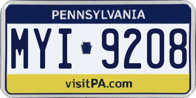 PA license plate MYI9208