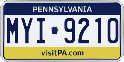 PA license plate MYI9210