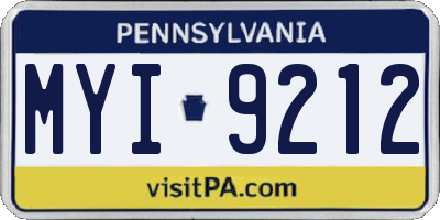 PA license plate MYI9212