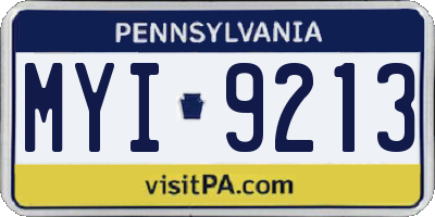 PA license plate MYI9213