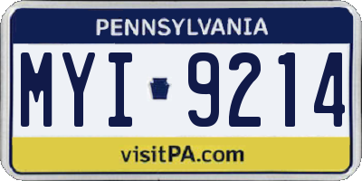 PA license plate MYI9214