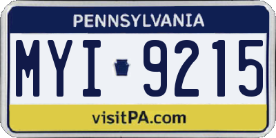 PA license plate MYI9215