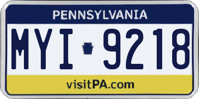 PA license plate MYI9218