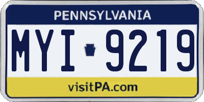PA license plate MYI9219