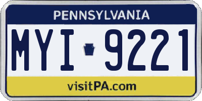 PA license plate MYI9221