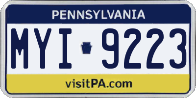 PA license plate MYI9223