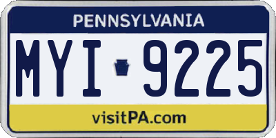 PA license plate MYI9225