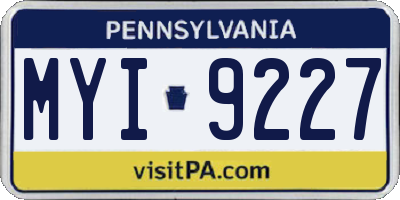 PA license plate MYI9227