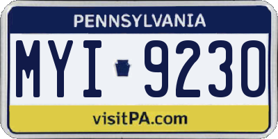 PA license plate MYI9230