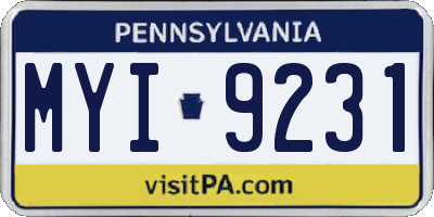 PA license plate MYI9231