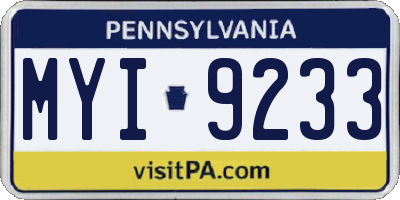 PA license plate MYI9233