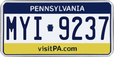 PA license plate MYI9237