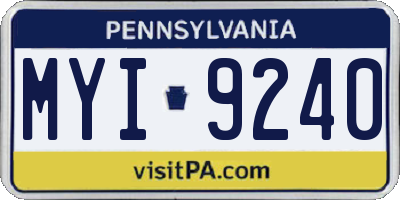 PA license plate MYI9240