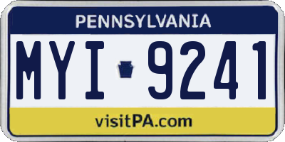 PA license plate MYI9241