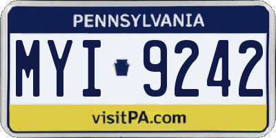 PA license plate MYI9242