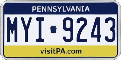 PA license plate MYI9243