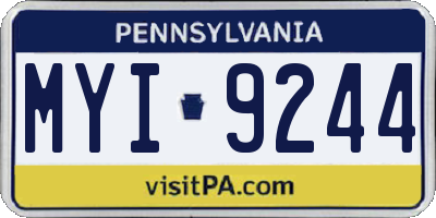 PA license plate MYI9244