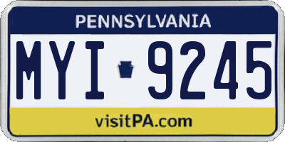 PA license plate MYI9245