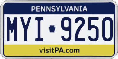 PA license plate MYI9250