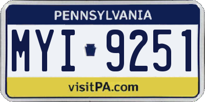 PA license plate MYI9251