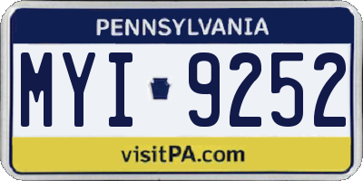 PA license plate MYI9252