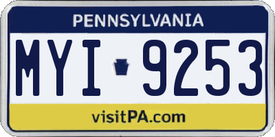 PA license plate MYI9253