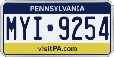 PA license plate MYI9254