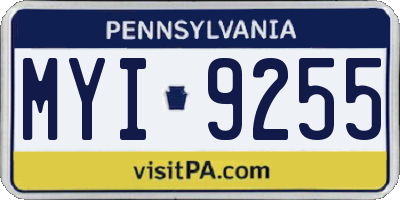 PA license plate MYI9255
