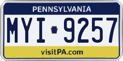 PA license plate MYI9257