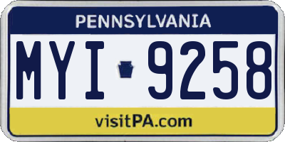 PA license plate MYI9258