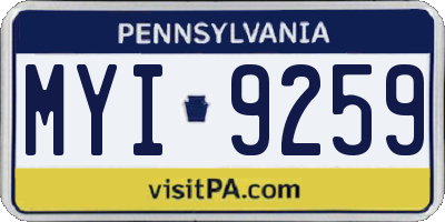PA license plate MYI9259
