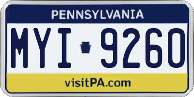 PA license plate MYI9260