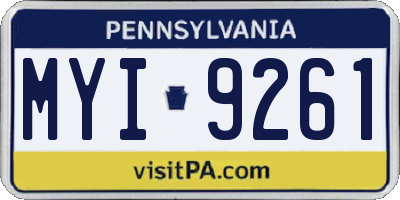 PA license plate MYI9261