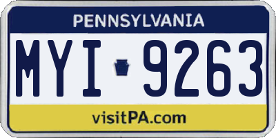 PA license plate MYI9263