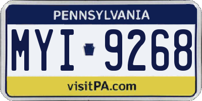 PA license plate MYI9268