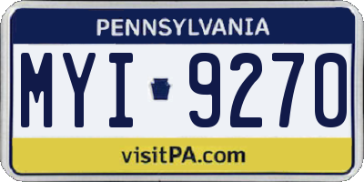 PA license plate MYI9270
